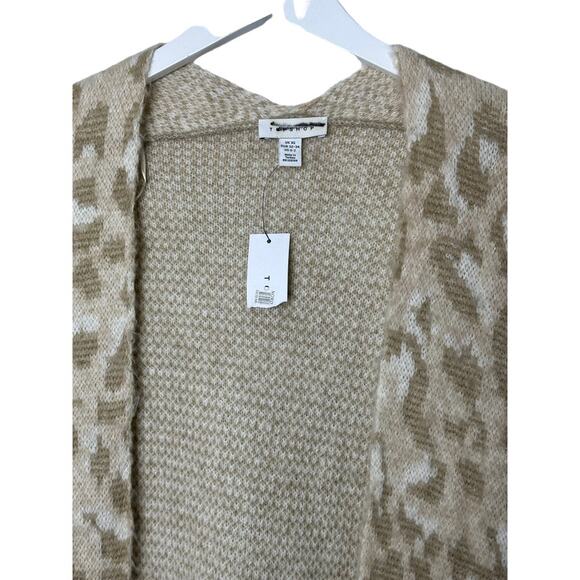 Topshop Leopard Print Longline Open Front Cardigan Size 0-2 NEW - Picture 3 of 9